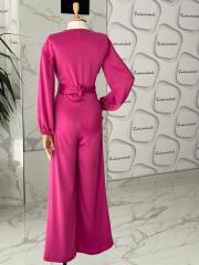 Modern kuşaklı Tulum - Pembe