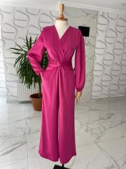 Modern kuşaklı Tulum - Pembe