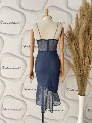 Askılı tasarım elbise - Indigo