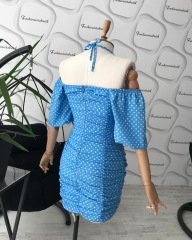 Puantiyeli drape elbise