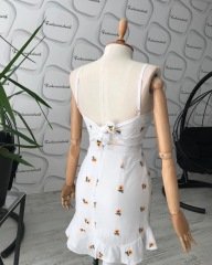 Ayçiçeği Desenli sırt dekolteli elbise