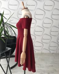 Madonna yaka kloş elbise - Bordo