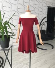 Madonna yaka kloş elbise - Bordo