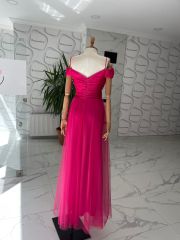Drape abiye - Pembe
