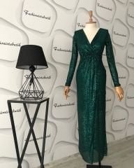 Full Payet maxi Zümrüt elbise