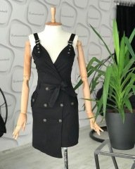 Gabardin elbise siyah