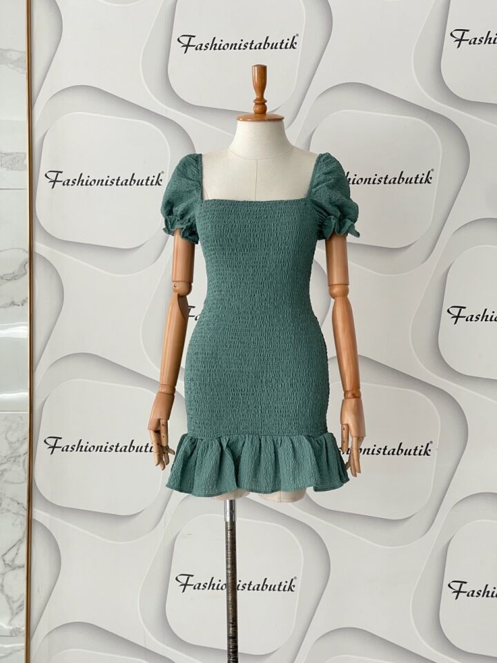 Gipe detay mini elbise - Mint