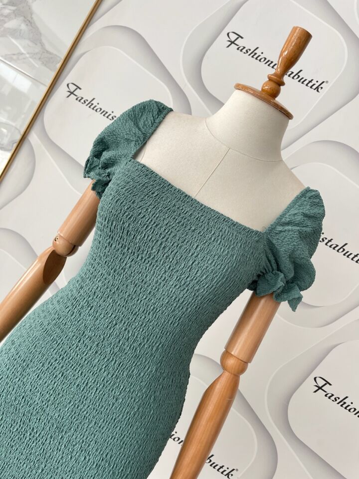 Gipe detay mini elbise - Mint