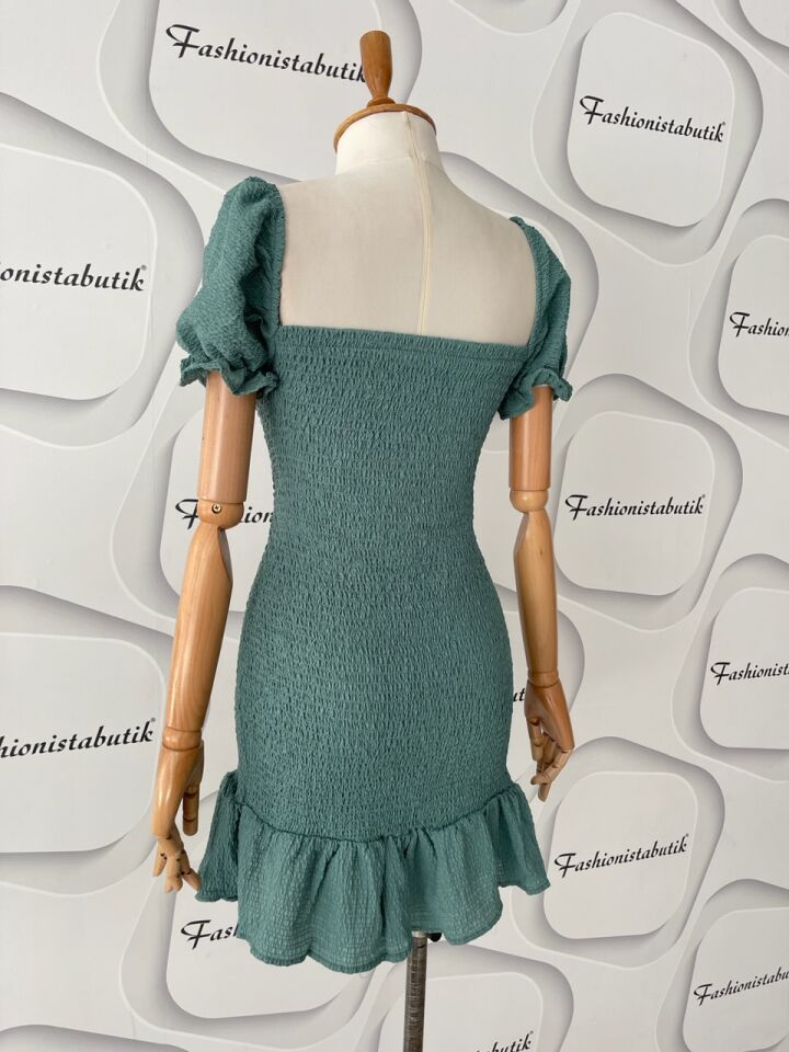 Gipe detay mini elbise - Mint