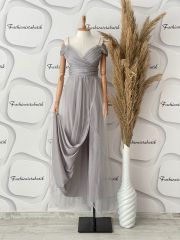 Drape abiye - Gri