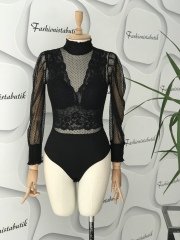 Transparan 2’li Bodysuit Takım siyah