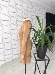 Gipe detay tasarım elbise 4 renk taba