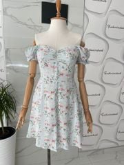 Çıtır desen mini elbise - Mint