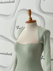 Kalem Triko elbise - Mint
