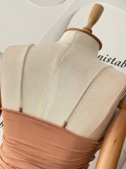 Drape taş askılı elbise - Camel