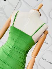 İp askılı drape midi elbise - Fıstık Yeşili
