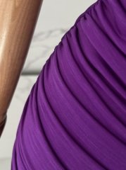 İp askılı drape midi elbise - Mor