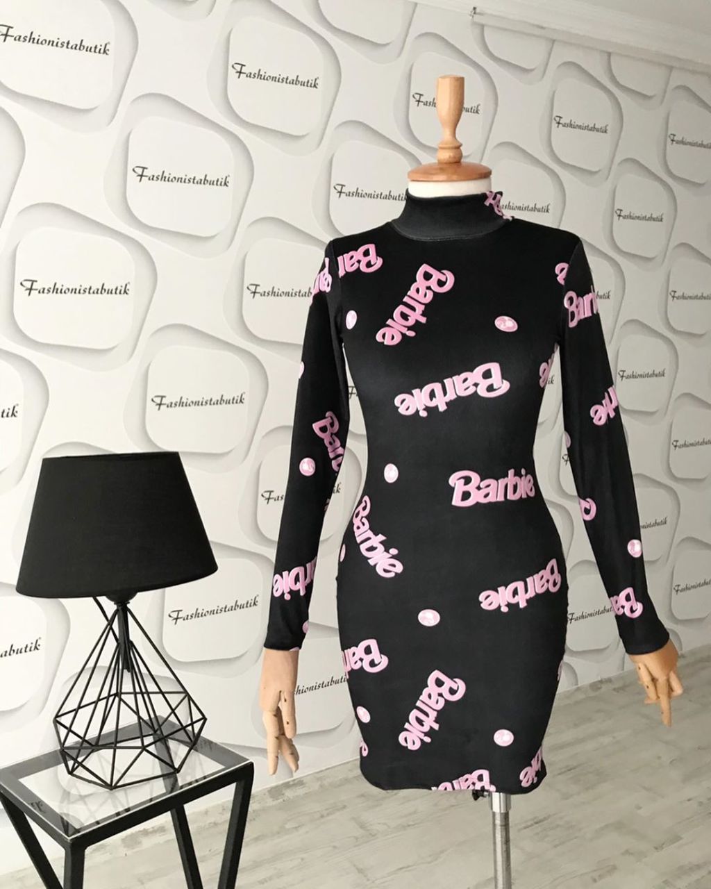 Barbie mini kadife elbise - Siyah