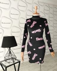 Barbie mini kadife elbise - Siyah