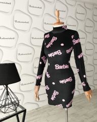 Barbie mini kadife elbise - Siyah