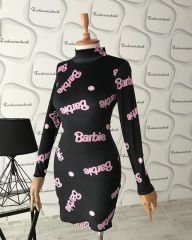 Barbie mini kadife elbise - Siyah