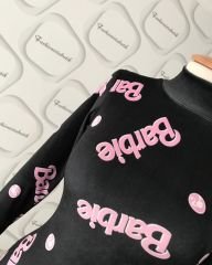 Barbie mini kadife elbise - Siyah