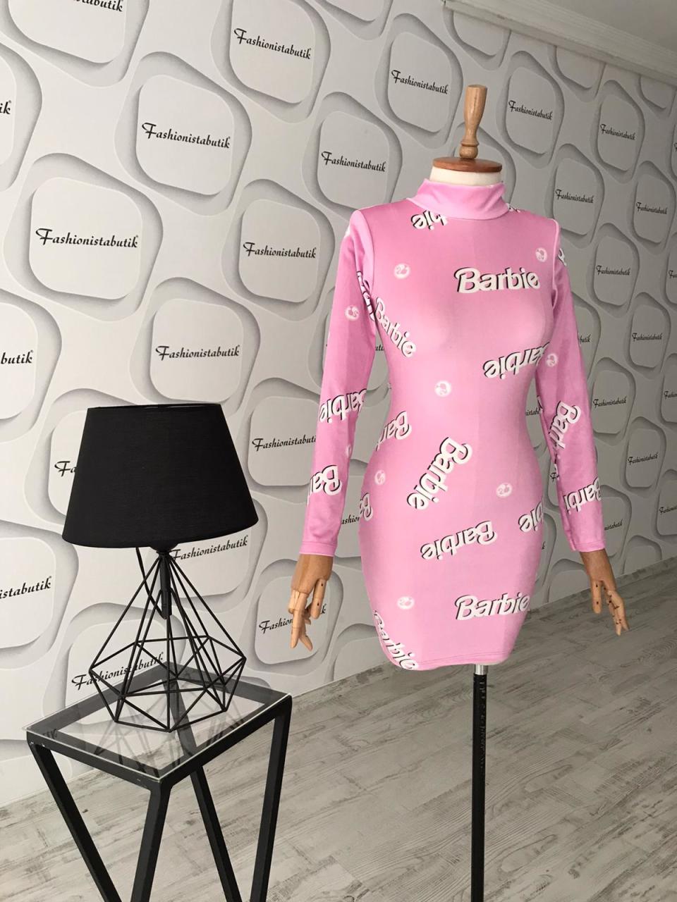Barbie mini kadife elbise - Pembe