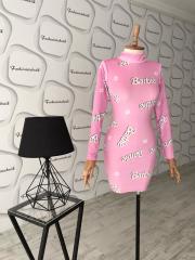 Barbie mini kadife elbise - Pembe