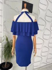 Straplez mini elbise - Saks
