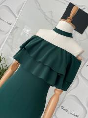 Straplez mini elbise - Zümrüt