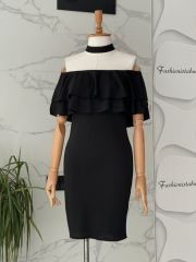 Straplez mini elbise - Siyah