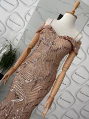 Madonna yaka payet elbise - Bej