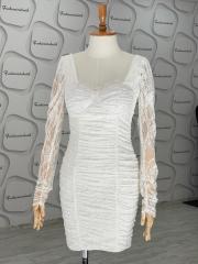 Dantel drape elbise Beyaz