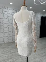 Dantel drape elbise Beyaz