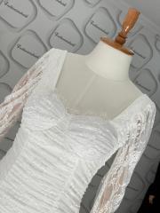 Dantel drape elbise Beyaz