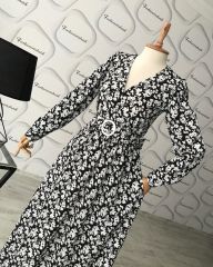 Maxi boy casandra elbise - Siyah