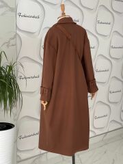 Oversize  kaşe kaban - Kahve