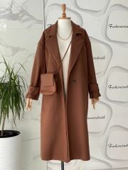 Oversize  kaşe kaban - Kahve