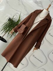 Oversize  kaşe kaban - Kahve