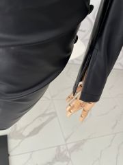 Omuz dekolteli mini elbise - Siyah