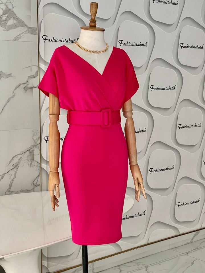 Madonna kemerli elbise - Pembe