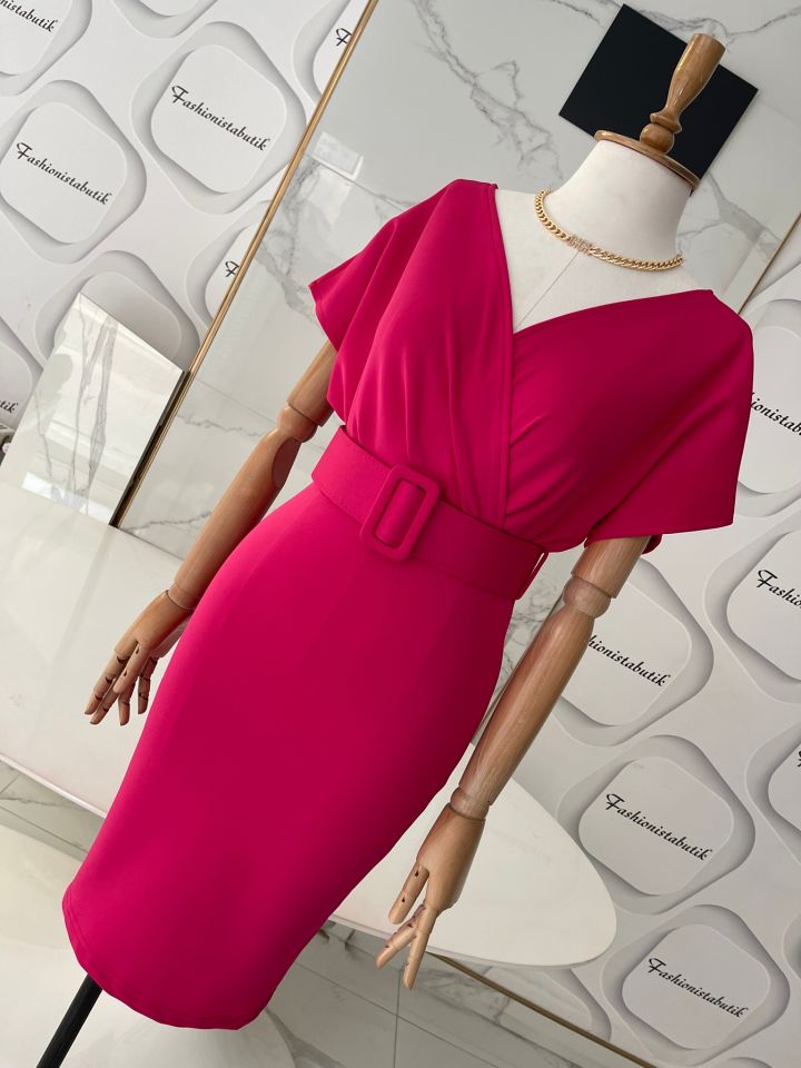 Madonna kemerli elbise - Pembe