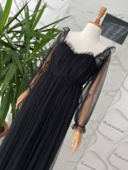 Uçuş uçuş tül elbise - Siyah