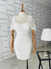 Drape elbise - Beyaz