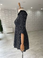 Düğme detay puantiyeli elbise