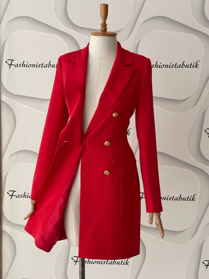 Blazer ceket elbise -Kırmızı