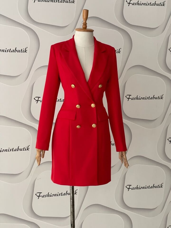 Blazer ceket elbise -Kırmızı