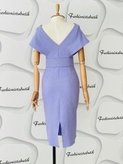 Modern kemer midi elbise Lila