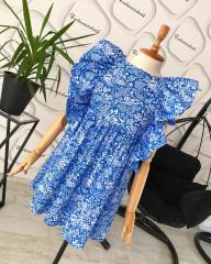 Poplin elbise - Mavi