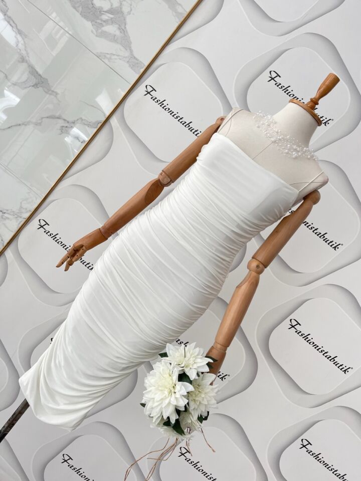 Lastik askılı midi drape -Kırmızı